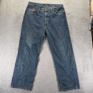 Vintage Axist Jeans Mens 38x32 Blue Cotton Denim Straight Faded Workwear Baggy
